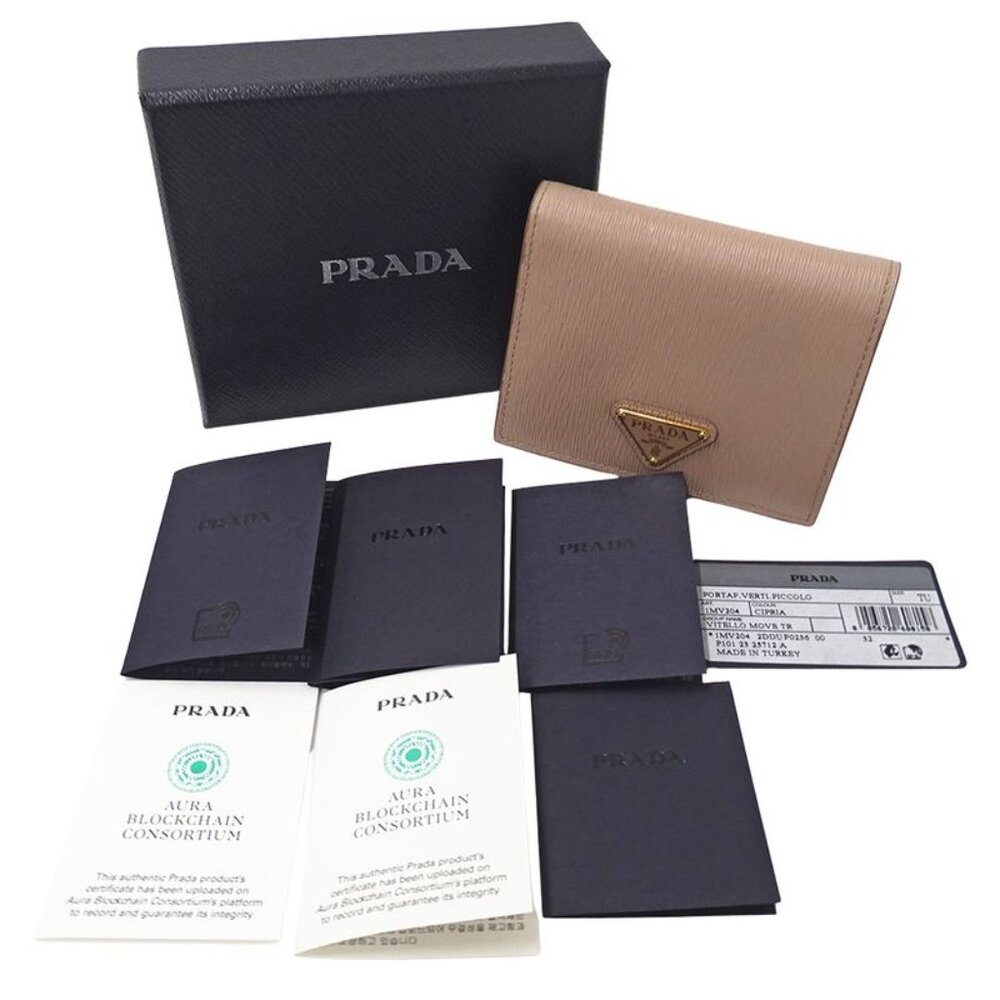Prada Wallet Bifold Wallet Leather Pink Beige Mini - Picture 6 of 13